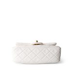 21B White Lambskin Quilted Mini Rectangular Pearl Crush Antique Gold Hardware - Image 6