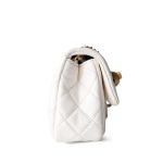 21B White Lambskin Quilted Mini Rectangular Pearl Crush Antique Gold Hardware - Image 5