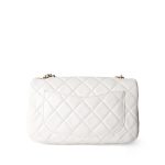 21B White Lambskin Quilted Mini Rectangular Pearl Crush Antique Gold Hardware - Image 12