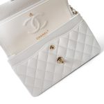 White Caviar Quilted Classic Flap Small Light Gold Hardware - Image 9