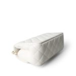 White Lambskin Quilted Crystal Top Handle Flap Light Gold Hardware - Image 9