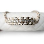 White Lambskin Quilted Crystal Top Handle Flap Light Gold Hardware - Image 12