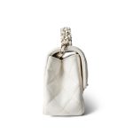 White Lambskin Quilted Crystal Top Handle Flap Light Gold Hardware - Image 3