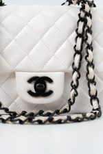 White Lambskin Quilted Mini Square Single Flap - Image 4