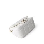 White Lambskin Resin Crystal Square Quilted Monacoco Mini Square Flap - Image 8