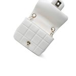 White Lambskin Resin Crystal Square Quilted Monacoco Mini Square Flap - Image 10