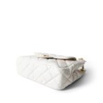 White Shiny Crumpled Calfskin Hobo Bag Small Aged Gold Hardware - Image 5