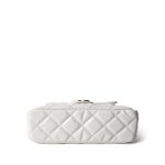 White Shiny Crumpled Calfskin Hobo Bag Small Aged Gold Hardware - Image 4