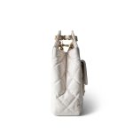 White Shiny Crumpled Calfskin Hobo Bag Small Aged Gold Hardware - Image 6