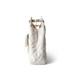 White Shiny Crumpled Calfskin Hobo Bag Small Aged Gold Hardware - Image 8