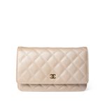 12P Pearly Beige Caviar Quilted Wallet on Chain WOC - Image 2