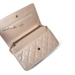 12P Pearly Beige Caviar Quilted Wallet on Chain WOC - Image 12