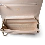 12P Pearly Beige Caviar Quilted Wallet on Chain WOC - Image 11