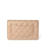 Beige Clair Caviar Quilted Wallet on Chain WOC Silver Hardware - Image 4