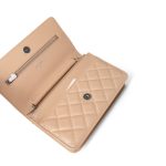 Beige Clair Caviar Quilted Wallet on Chain WOC Silver Hardware - Image 9