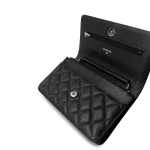 Black Caviar Quilted Wallet on Chain Silver Hardware - Image 10