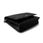 Black Caviar Quilted Wallet on Chain Silver Hardware - Image 6