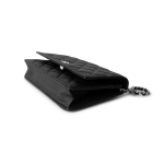 Black Caviar Quilted Wallet on Chain Silver Hardware - Image 9