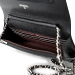 Black Caviar Quilted Wallet on Chain Silver Hardware - Image 2