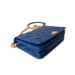 19A Blue Caviar Quilted Boy Wallet On Chain WOC Antique Gold Hardware - Image 12