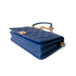 19A Blue Caviar Quilted Boy Wallet On Chain WOC Antique Gold Hardware - Image 9