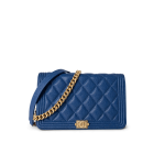 19A Blue Caviar Quilted Boy Wallet On Chain WOC Antique Gold Hardware - Image 2
