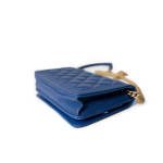 19A Blue Caviar Quilted Boy Wallet On Chain WOC Antique Gold Hardware - Image 4