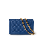 19A Blue Caviar Quilted Boy Wallet On Chain WOC Antique Gold Hardware - Image 3