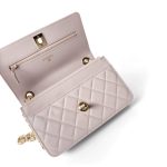21B Light Purple Lambskin Quilted Trendy CC Wallet on Chain WOC - Image 7