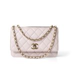 21B Light Purple Lambskin Quilted Trendy CC Wallet on Chain WOC - Image 9