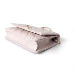 21B Light Purple Lambskin Quilted Trendy CC Wallet on Chain WOC - Image 14