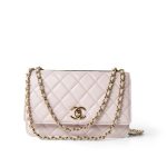 21B Light Purple Lambskin Quilted Trendy CC Wallet on Chain WOC - Image 2