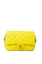23C Neon Yellow Caviar Quilted Coco You Mini Flap Bag Light Gold Hardware - Image 2