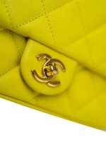 23C Neon Yellow Caviar Quilted Coco You Mini Flap Bag Light Gold Hardware - Image 13