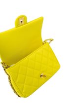 23C Neon Yellow Caviar Quilted Coco You Mini Flap Bag Light Gold Hardware - Image 12