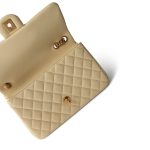 23S Light Yellow Lambskin Quilted Sweet Camelia Medium Single Flap Aged Gold Hardware - Image 4