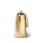 23S Light Yellow Lambskin Quilted Sweet Camelia Medium Single Flap Aged Gold Hardware - Image 12