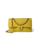 Yellow Caviar Quilted Classic Flap Medium Light Gold Hardware - Image 2