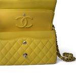 Yellow Caviar Quilted Classic Flap Medium Light Gold Hardware - Image 6