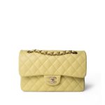 Yellow Caviar Quilted Classic Flap Small Light Gold Hardware - Image 15