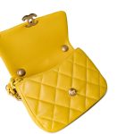 Yellow Lambskin Quilted Lacquered Metal CC Flap Bag - Image 14