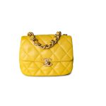 Yellow Lambskin Quilted Lacquered Metal CC Flap Bag - Image 5