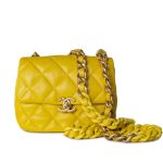 Yellow Lambskin Quilted Lacquered Metal CC Flap Bag - Image 2
