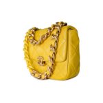 Yellow Lambskin Quilted Lacquered Metal CC Flap Bag - Image 3