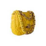 Yellow Lambskin Quilted Lacquered Metal CC Flap Bag - Image 4