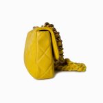 Yellow Lambskin Quilted Lacquered Metal CC Flap Bag - Image 12