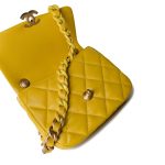 Yellow Lambskin Quilted Lacquered Metal CC Flap Bag - Image 13