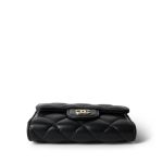 23C Black Burgundy Classic Flap Key Holder Lambskin Light Gold Hardware - Image 5