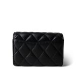 23C Black Burgundy Classic Flap Key Holder Lambskin Light Gold Hardware - Image 3