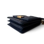 Navy Caviar Quilted North South Boy Bag Aged Gold Hardware - Image 10